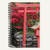 庭日本のの構造と赤いカエデ葉の ノートブック (正面)