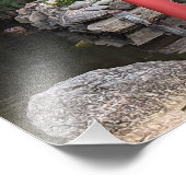 庭日本のの構造と赤いカエデ葉の フォトプリント (角)