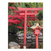 庭日本のの構造と赤いカエデ葉の フォトプリント (正面)