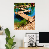 庭日本の木造の橋 ポスター (ホームオフィス)