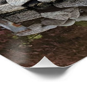 庭日本の灯と赤い葉光沢 ポスター (コーナー)