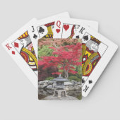 庭日本の灯と赤カエデ葉の トランプ (裏面)