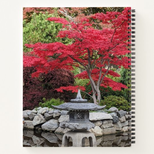 庭日本の灯と赤カエデ葉の ノートブック (裏面)