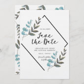 庭木の葉は日付カードを保存 招待状 (正面/裏面)