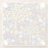 庭木、フローラ、林檎の模様 ガラスコースター (裏面)