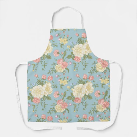 庭牡丹花の模様 エプロン (正面)
