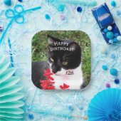 庭素晴らしに現れるタキシード猫 ペーパープレート (パーティー)