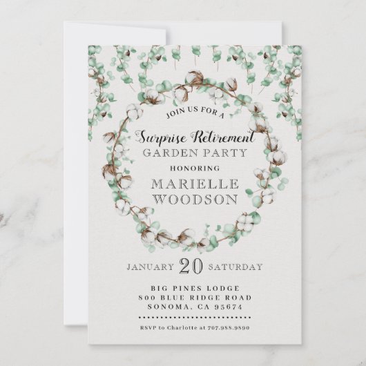 庭素朴園の退職パーティー 招待状 (正面)