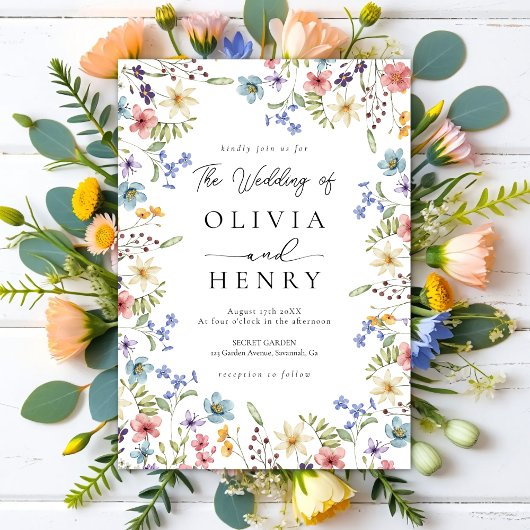 庭素朴植物野結婚花 招待状