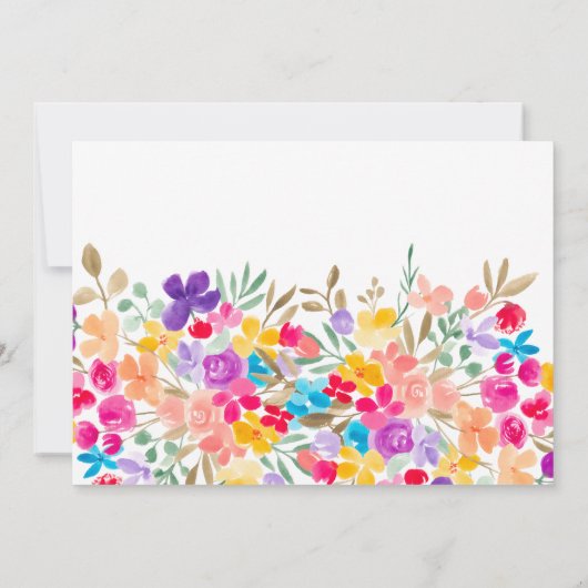 庭色彩の鮮やか野の花の母の日のブランチ 招待状 (裏面)