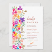 庭色彩の鮮やか野の花の牧草地の赤ちゃんシャワー 招待状 (正面)