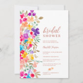 庭色彩の鮮やか野草牧草地ブライダルシャワー 招待状 (正面)