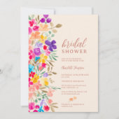 庭色彩の鮮やか野草牧草地ブライダルシャワー 招待状 (正面)