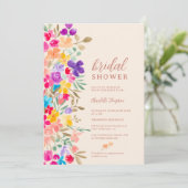 庭色彩の鮮やか野草牧草地ブライダルシャワー 招待状 (スタンド正面)