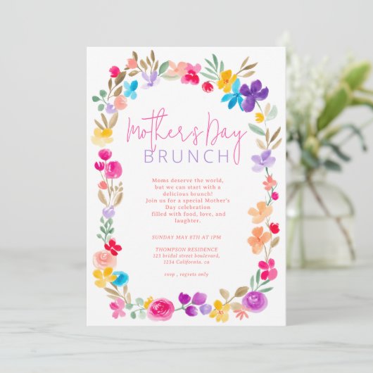 庭色彩の鮮やか野草牧草母の日 招待状 (スタンド正面)