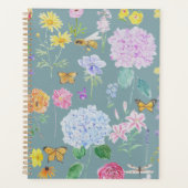 庭花油絵画効果ターコイズ プランナー手帳 (正面)