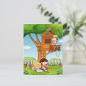 庭読の女の子 ポストカード (スタンド正面)