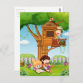 庭読の女の子 ポストカード (正面/裏面)