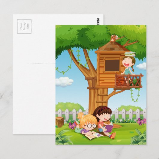 庭読の女の子 ポストカード (正面/裏面)