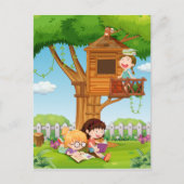 庭読の女の子 ポストカード (正面)