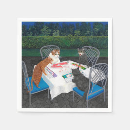 庭遊の猫の麻雀 スタンダードカクテルナプキン