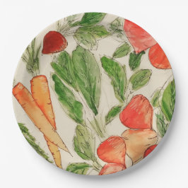 庭野菜水彩夏紙プレート ペーパープレート
