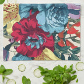 庭鮮やか開花カラフルヴィンテージ花 キッチンタオル (折り畳み)