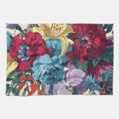 庭鮮やか開花カラフルヴィンテージ花 キッチンタオル (横)