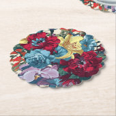 庭鮮やか開花カラフルヴィンテージ花 ペーパーコースター (アングル)