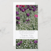 庭1のチューリップの悔やみや弔慰は写真カード3感謝していしています サンキューカード (正面/裏面)