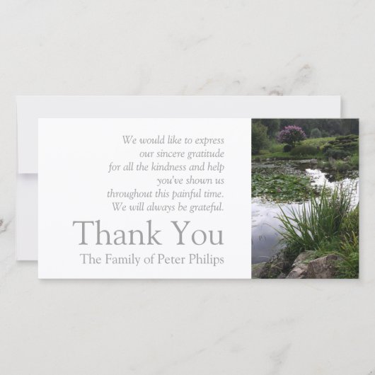 庭2の平和な池の悔やみや弔慰は2感謝していしています サンキューカード (正面)