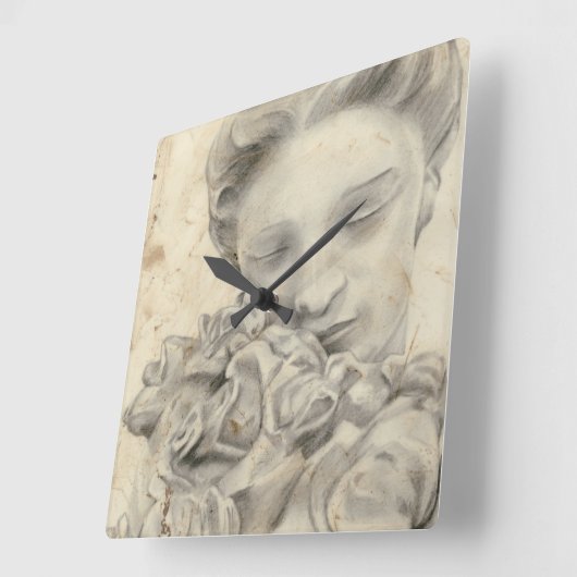 庭Iの彫像 スクエア壁時計 (傾斜)