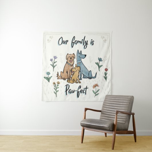 庭IV |の犬は私達の家族足fectです タペストリー (インサイチュ(横))