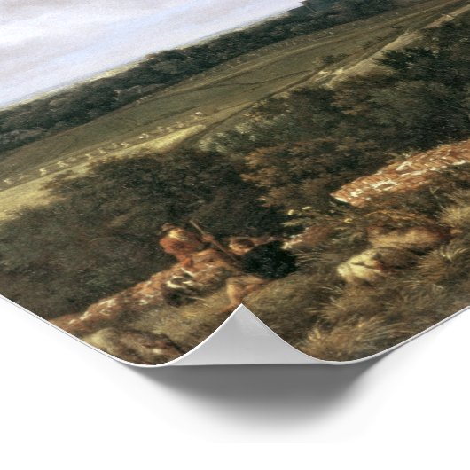 廃城と教会の風景 ポスター (角)