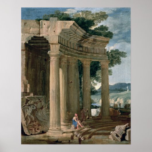 廃墟と羊飼いの風景 ポスター (正面)