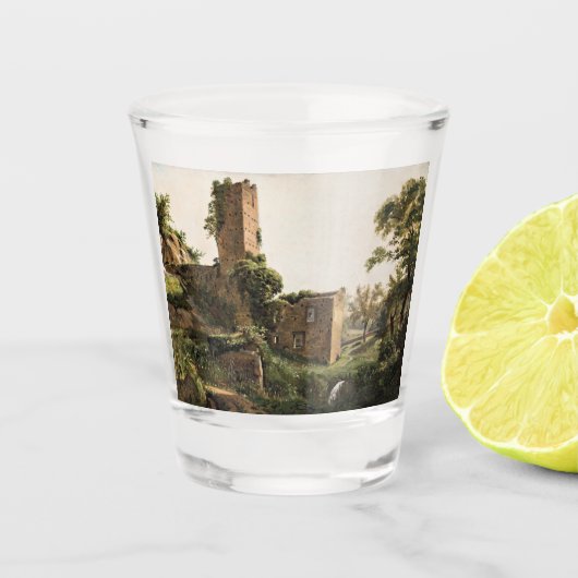 廃墟のある風景(古代の廃墟建物) ショットグラス (正面)