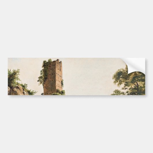 廃墟のある風景(古代の廃墟建物) バンパーステッカー (正面)