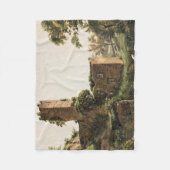 廃墟のある風景(古代の廃墟建物) フリースブランケット (正面)
