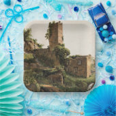 廃墟のある風景(古代の廃墟建物) ペーパープレート (パーティー)