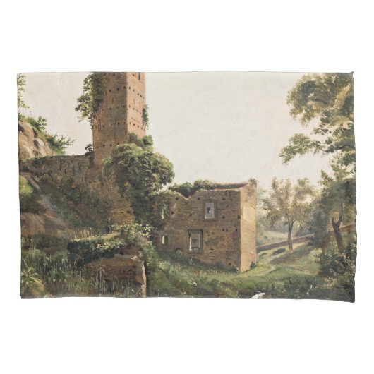 廃墟のある風景(古代の廃墟建物) 枕カバー (正面左)