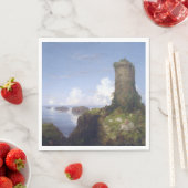 廃墟イタリアンとなった塔のある沿岸の風景 スタンダードランチョンナプキン (インサイチュ)