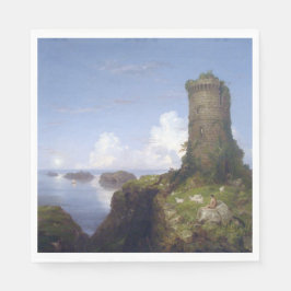 廃墟イタリアンとなった塔のある沿岸の風景 スタンダードランチョンナプキン
