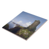 廃墟イタリアンとなった塔のある沿岸の風景 タイル (側面)