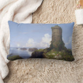廃墟イタリアンとなった塔のある沿岸の風景 ランバークッション (ブランケット)