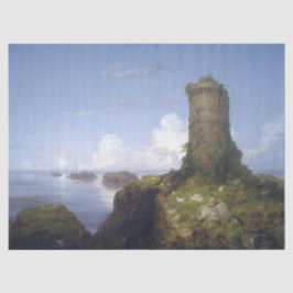 廃墟イタリアンとなった塔のある沿岸の風景 薄葉紙