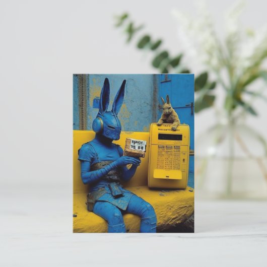 廃工場はがき内のウサギ ポストカード (スタンド正面)