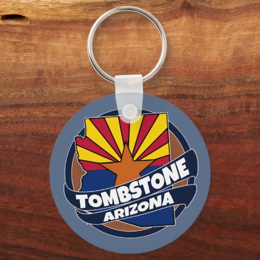 廃棄(Tombstone)アリゾナ州旗バーストキーチェーン キーホルダー (正面)