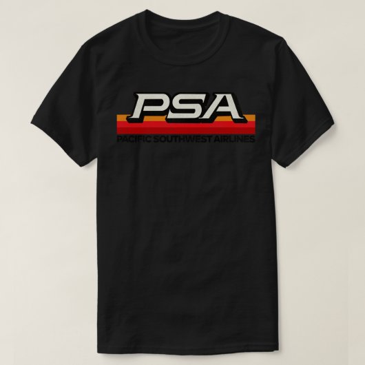 廃止されたPSA航空70s 80s太平洋カリフォルニア Tシャツ (デザイン正面)