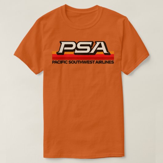 廃止されたPSA航空70s 80s太平洋カリフォルニア Tシャツ (デザイン正面)