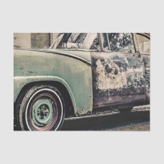 廃車された古い車の写真 薄葉紙 (正面)
